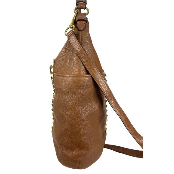 Coach Park Pyramid Studded Leather Hobo Shoulder Bag Tan Brown Large Tote - Picture 14 of 16